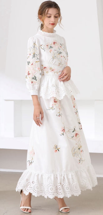 Heavenly Floral Embroidered Maxi Dress