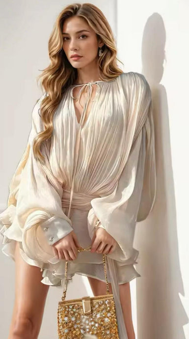 Free Spirit Lantern Sleeves Mini Dress