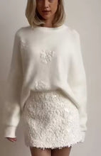 Load image into Gallery viewer, Wonderland White Sequin Mini Skirt