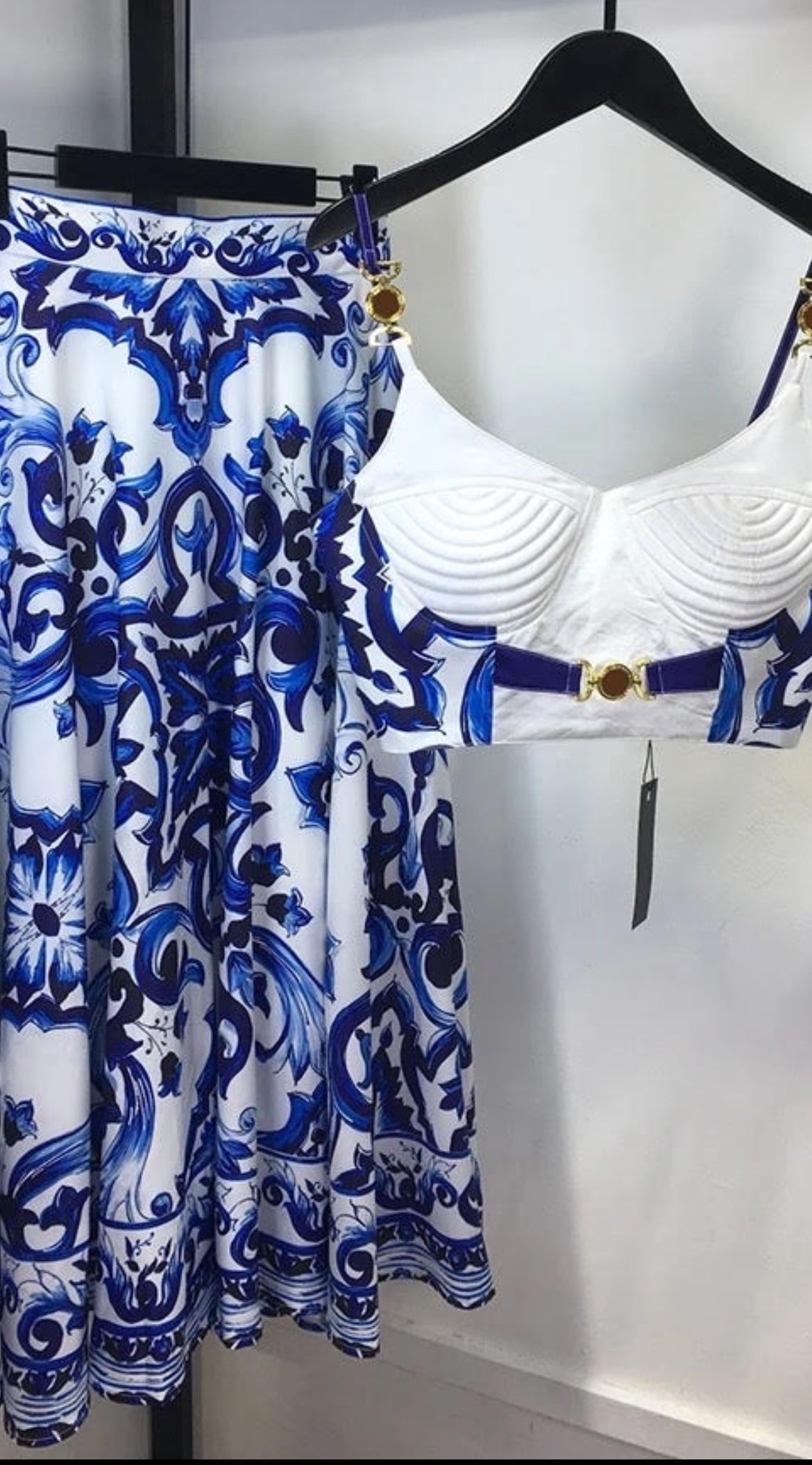 Tile print bralette & skirt