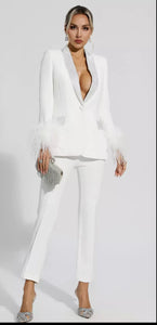White Feather & Diamanté Suit