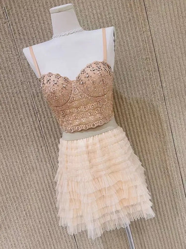 NEW SUSIE COLLECTION Diamonte Bralette and Ruffles Mini Skirt