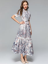 Load image into Gallery viewer, *NEW Elegant Floral Printing Lace-up maxi dress