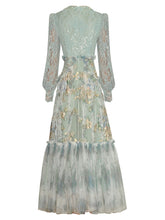 Load image into Gallery viewer, Lace Beaded Mesh Maxi Dress