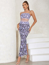 Load image into Gallery viewer, Spaghetti Strap Purple Leopard Print Maxi Dress Dress