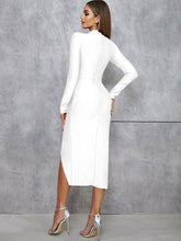Load image into Gallery viewer, Long Sleeve Mesh Patchwork Bandage Midi Dress