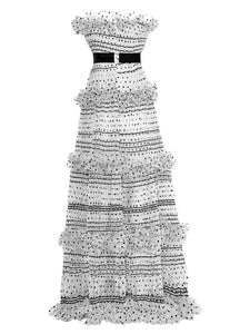 CC Sleeveless Mesh Polka Dot Maxi Dress - Comes White or Beige