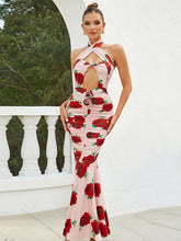 Load image into Gallery viewer, 3D Flower Rose Ruffled Maxi Dress