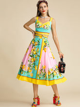 Load image into Gallery viewer, Portofino Spaghetti Strap Top + Lemon Printed Midi Skirt