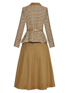 CC Vintage Plaid Blazer & Skirt with belt