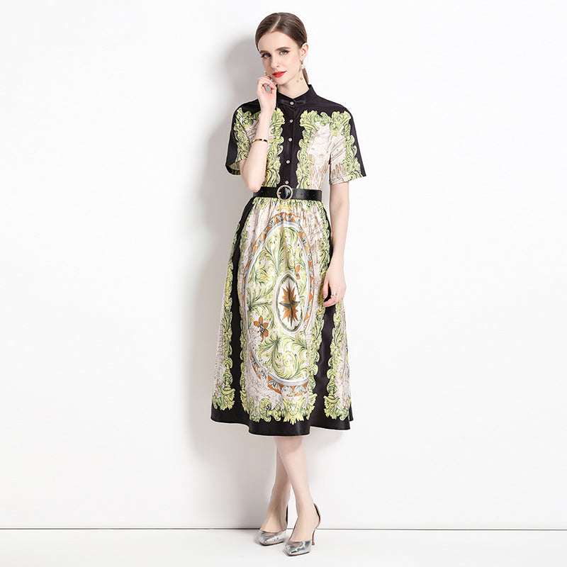 *NEW Short Sleeve Shirt Midi Dress with belt