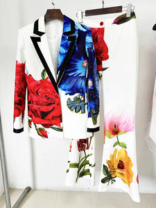 Gorgeous Blooming Floral Printed Blazer & Trouser Set