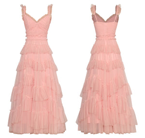 *NEW Elegant Ruffle Maxi Dress - Comes in Pink Or Blue