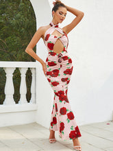 Load image into Gallery viewer, 3D Flower Rose Ruffled Maxi Dress