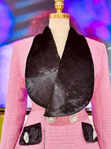 Glam Pink & Black Diamontee Button Suit