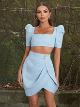 Load image into Gallery viewer, Baby Blue Square Neck  Top + Mini