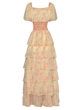 Load image into Gallery viewer, Pretty Drawstring Elastic Waist Cascading Ruffle Maxi Dress - Comes in Yellow &amp; Pink