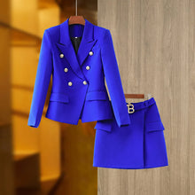 Load image into Gallery viewer, Luxury Blazer &amp; Skirt Suits with Gold finishing  - Comes in 7 colours