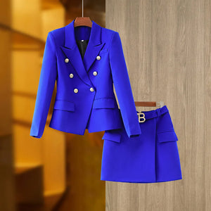 Luxury Blazer & Skirt Suits with Gold finishing  - Comes in 7 colours