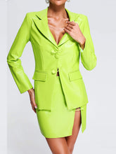 Load image into Gallery viewer, Fluorescent PU Jacket &amp; Mini Skirt with Pin Buttons