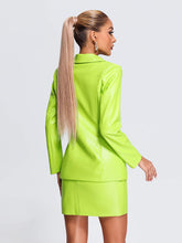 Load image into Gallery viewer, Fluorescent PU Jacket &amp; Mini Skirt with Pin Buttons