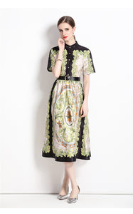 *NEW Short Sleeve Shirt Midi Dress with belt