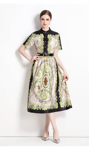 *NEW Short Sleeve Shirt Midi Dress with belt
