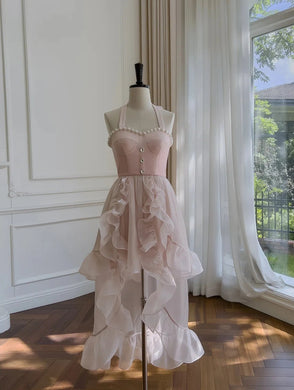 *NEW SUSIE COLLECTION Pearl & Diamontee Ruffle Halterneck Dress
