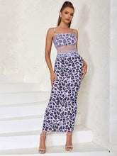 Load image into Gallery viewer, Spaghetti Strap Purple Leopard Print Maxi Dress Dress