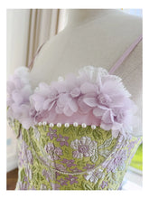 Load image into Gallery viewer, You Got Me Ruffled 3D Flower Spliced Mini Dress