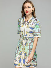 Load image into Gallery viewer, *NEW Embellished Crystal Collar Vintage Print Mini Dress