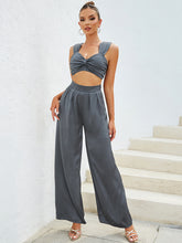 Load image into Gallery viewer, Grey Backless Crop Top and Flare Trousers