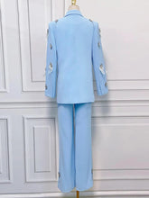 Load image into Gallery viewer, SUSIE COLLECTION Diamonds Feather Lapel Flare Trousers Suit