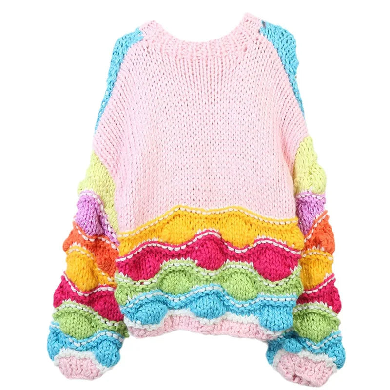 Chunky Colour Block Heavy Knit Cardigan