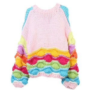 Chunky Colour Block Heavy Knit Cardigan