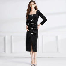 Load image into Gallery viewer, Hot Diamond Dot Black Velvet Dress