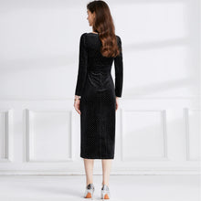 Load image into Gallery viewer, Hot Diamond Dot Black Velvet Dress