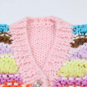 Chunky Colour Block Heavy Knit Cardigan