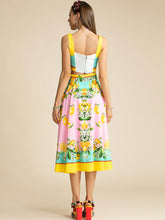 Load image into Gallery viewer, Portofino Spaghetti Strap Top + Lemon Printed Midi Skirt