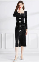 Load image into Gallery viewer, Hot Diamond Dot Black Velvet Dress