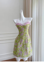 Load image into Gallery viewer, You Got Me Ruffled 3D Flower Spliced Mini Dress