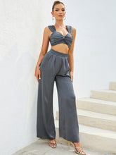 Load image into Gallery viewer, Grey Backless Crop Top and Flare Trousers