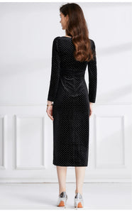 Hot Diamond Dot Black Velvet Dress