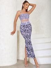 Load image into Gallery viewer, Spaghetti Strap Purple Leopard Print Maxi Dress Dress