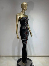 Load image into Gallery viewer, Red Circle Crystal Embellished Bandage Bodycon Maxi Dress
