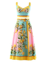 Load image into Gallery viewer, Portofino Spaghetti Strap Top + Lemon Printed Midi Skirt