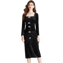 Load image into Gallery viewer, Hot Diamond Dot Black Velvet Dress