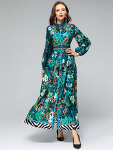 Load image into Gallery viewer, *NEW Zebra &amp; leaves printed Lantern Sleeve maxi dress