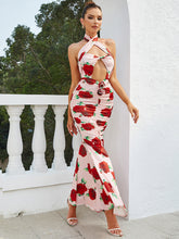 Load image into Gallery viewer, 3D Flower Rose Ruffled Maxi Dress