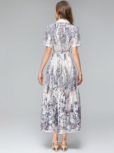 *NEW Elegant Floral Printing Lace-up maxi dress